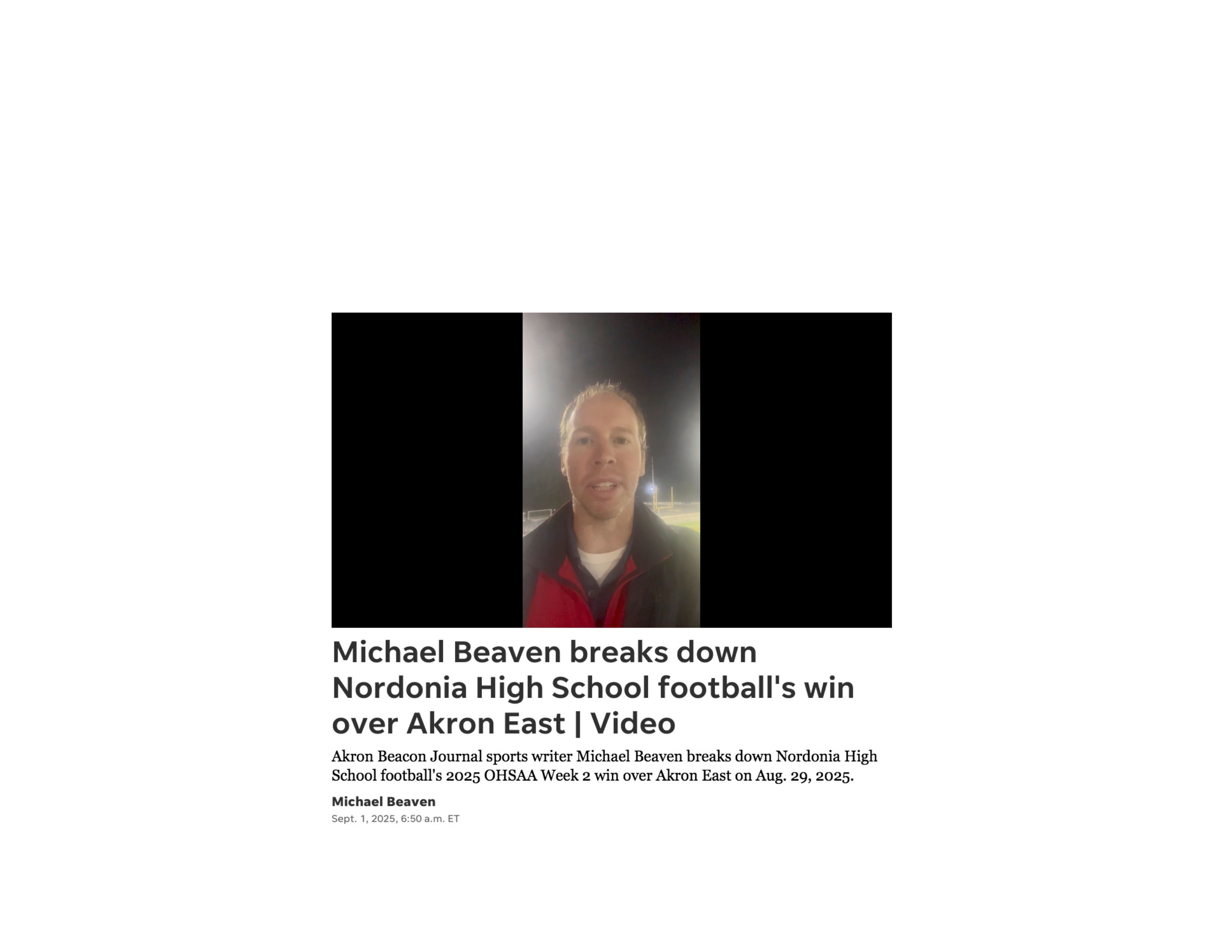 2025 09 01 Akron Beacon Journal Football Video Photo